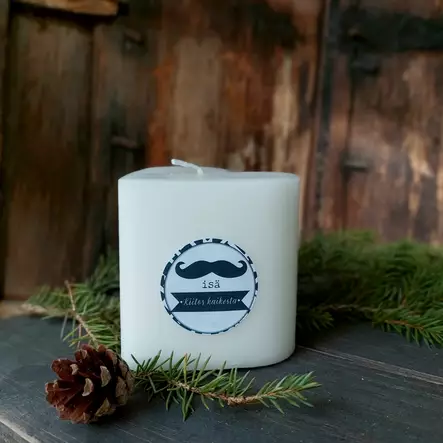 Isänpäivä sydänkynttilä 8cm, kerma - Isänpäiväkynttilät - 1410802IS - 2