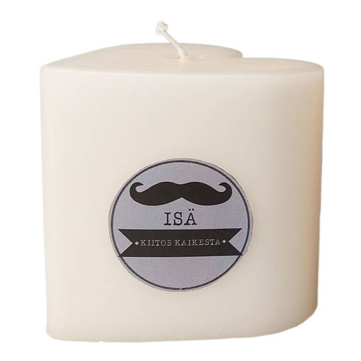 Isänpäivä sydänkynttilä 8cm, kerma - Isänpäiväkynttilät - 1410802IS - 1