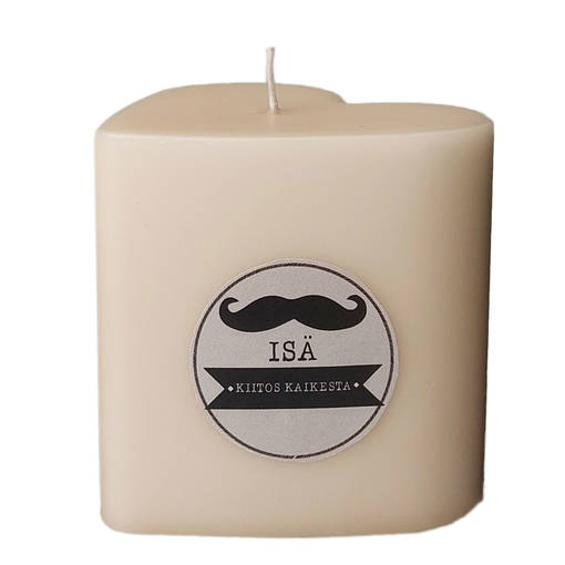 Isänpäivä sydänkynttilä 8cm, puuteri - Isänpäiväkynttilät - 1410828IS - 1