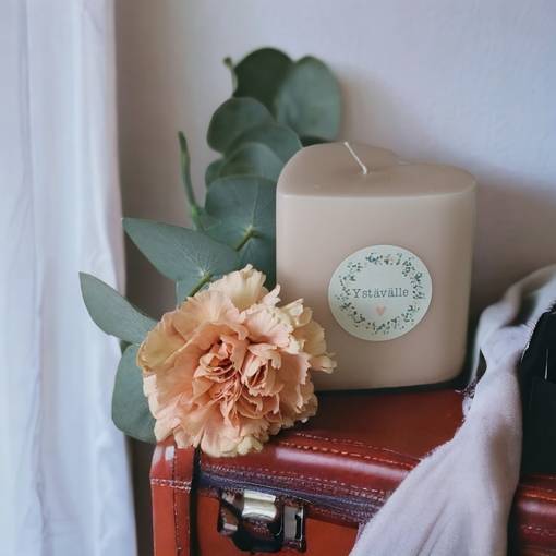 Sydänkynttilä ystävälle, puuteri - Onnittelukynttilät - 1410828YS - 1