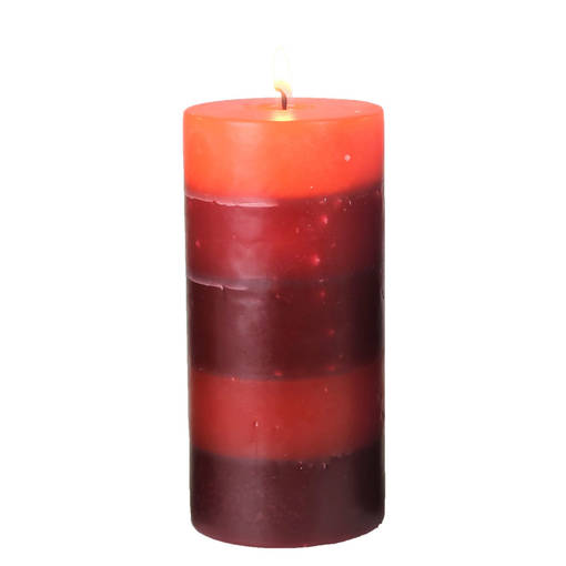Villasukkakynttilä Punainen, 7x15 cm - Raidalliset pöytäkynttilät - 1670512VS - 1