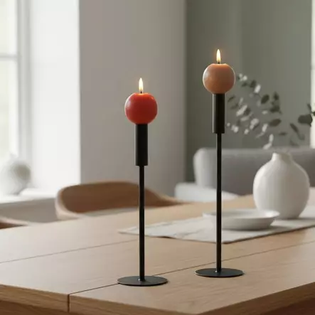 Metallinen kynttilänjalka pyöreällä pohjalla 2 kpl:n setti - Kynttilänjalat kruunukynttilöille - 4095176-set - 1