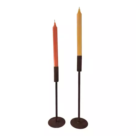 Metallinen kynttilänjalka pyöreällä pohjalla 2 kpl:n setti, ruoste - Kynttilänjalat kruunukynttilöille - 4099106-set - 2