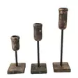 Puinen, ohut kynttilänjalka puisella alustalla 3 kpl setti - Kynttilänjalat kruunukynttilöille - 4098310-set - 4
