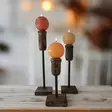 Puinen, ohut kynttilänjalka puisella alustalla 3 kpl setti - Kynttilänjalat kruunukynttilöille - 4098310-set - 19