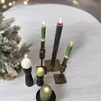 Puinen, ohut kynttilänjalka puisella alustalla 3 kpl setti - Kynttilänjalat kruunukynttilöille - 4098310-set - 14