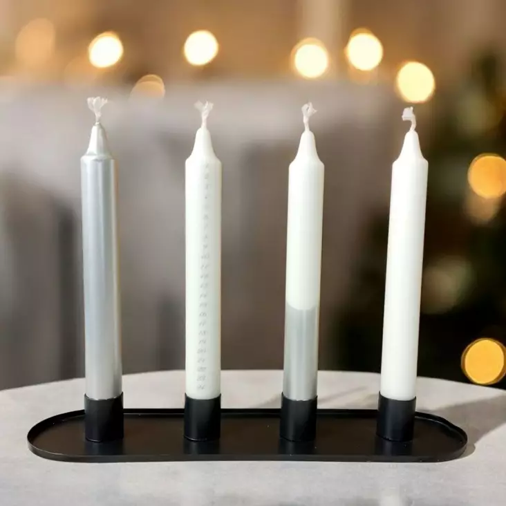 Dip dye Joulukalenteri kruunukynttilät, hopea - Joulukalenterikynttilä - 19013-jk-42-met - 1