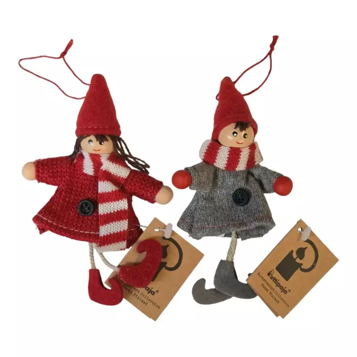 Tonttutyttö ja tonttupoika 12,5cm - Joulutontut - 478411set - 1