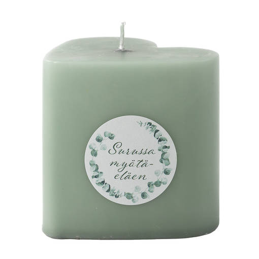 Sydänkynttilä muistotarralla, salvia - Muistokynttilät - 1410833su - 1