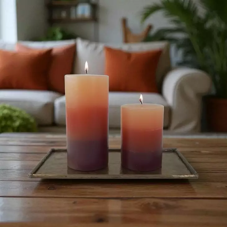 Raitakynttilä, Munakoiso - Raidalliset pöytäkynttilät - 1670406MU - 1