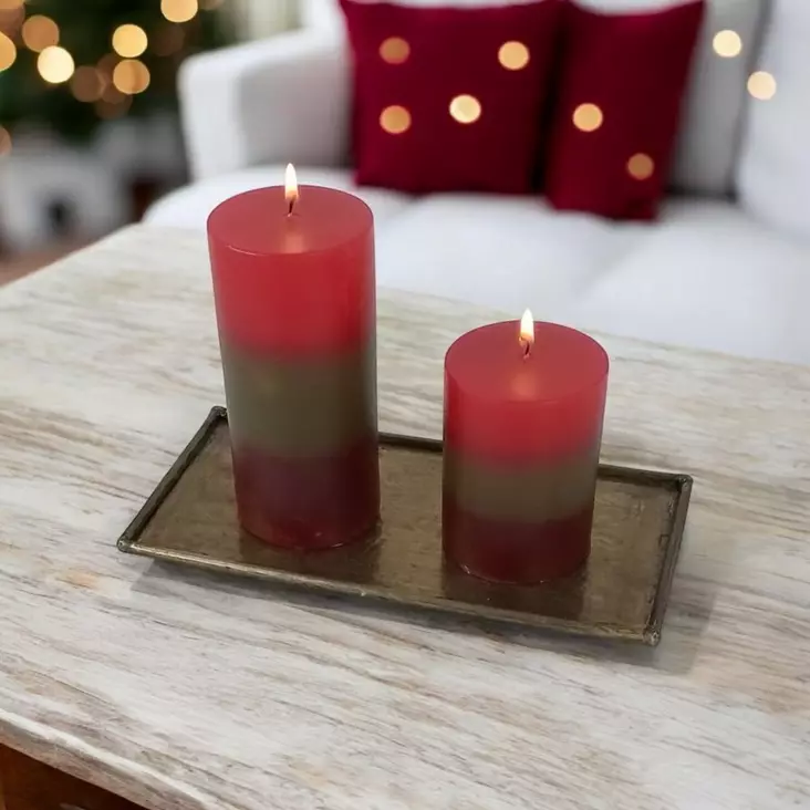 Raitakynttilä, Puolukka - Raidalliset pöytäkynttilät - 1670462PU - 1