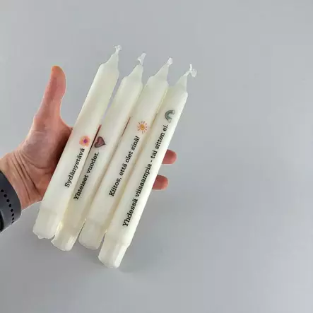 Mietelausekruunukynttilät "SYDÄNYSTÄVÄ" 4 kpl/pkt - Mietelausekruunukynttilät - 29013-01-sy - 1