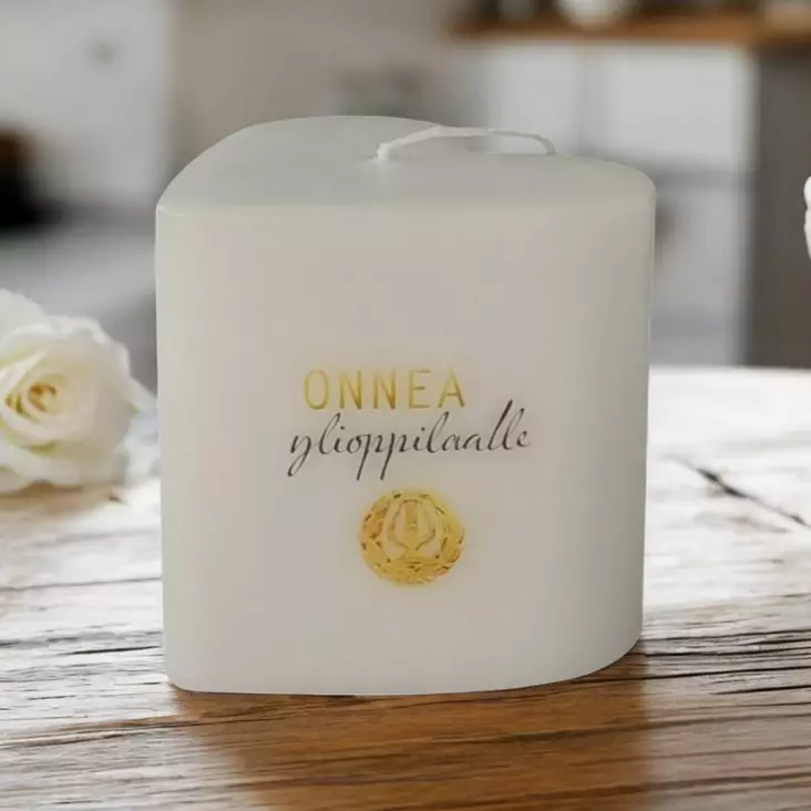 Onnittelusydänkynttilä "Ylioppilaslyyra", 8 cm - Ylioppilaskynttilät - 2714108YOLy - 1